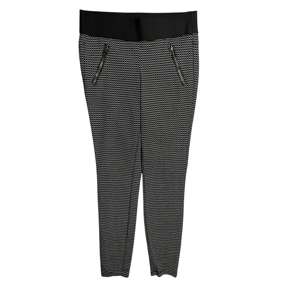 Rewind Women's Black White‎ Geometric Pattern Pull On Ankle Pants Size M